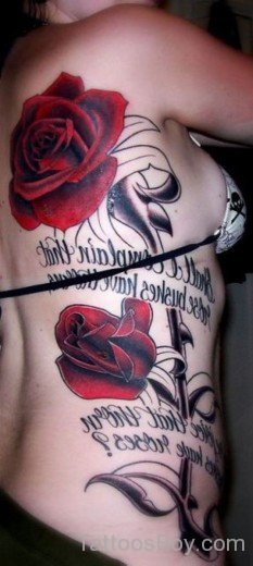 Rose Tattoo On Rib