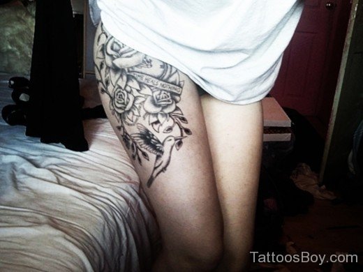 Rose Tattoo On Thigh