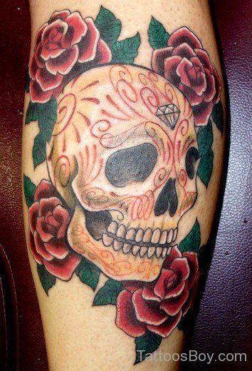 Roses And Skull Tattoo-TB142