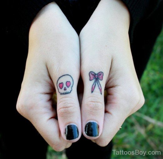 Skull And Bow Tattoo-TB0151