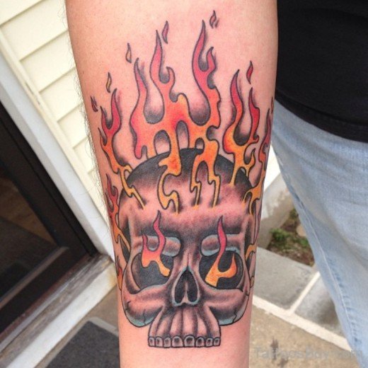 Skull And Flame Tattoo-TB1092