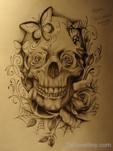 Skull And Flower Tattoo-TB144