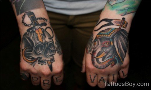 Skull And Ganesha Tattoo On Hand-TB1073