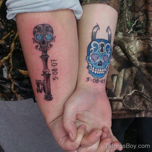 Skull And Key Tattoo On Wrist-TB1152