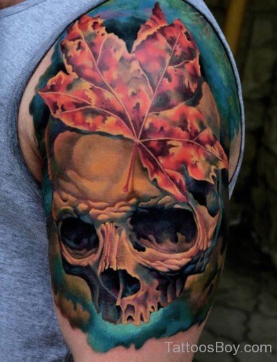 Skull And Leaf Tattoo-TB1223
