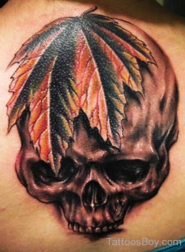 Skull And Leaf Tattoo-Tb190