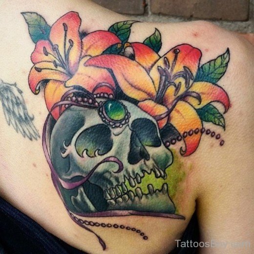 Skull And  Lily Tattoo-TB12138