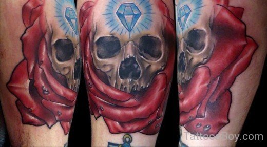Skull And Rose Tattoo Design-TB145