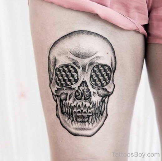 Skull Tattoo Design On Thigh-TB1229