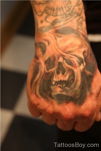Skull Tattoo Desing On HAnd 55-TB1076