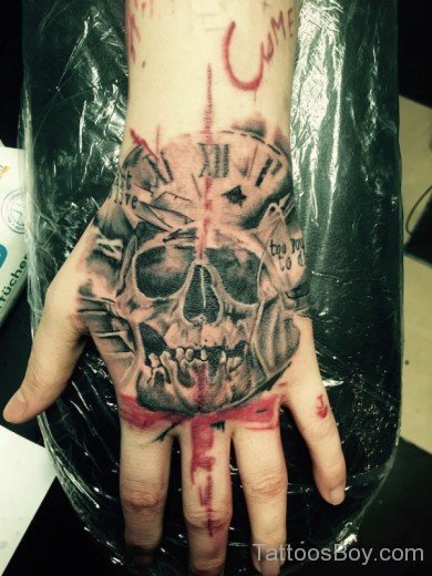 Skull Tattoo Desing On Hand 4-TB1075