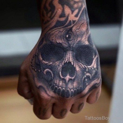 Skull Tattoo Desing On Hand-TB1077