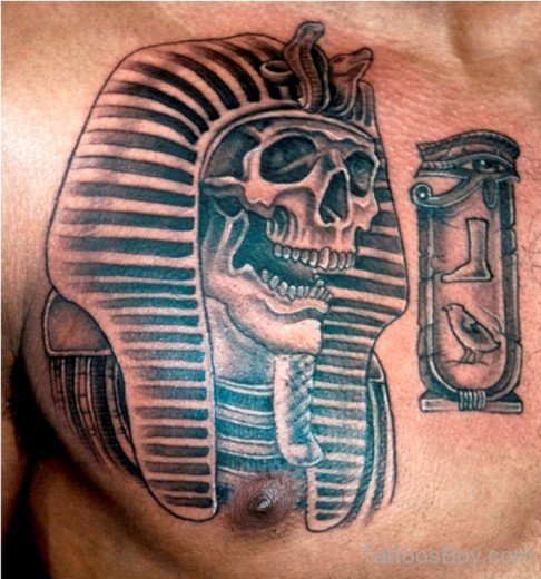 Skull  Tattoo On Cehst-TB140