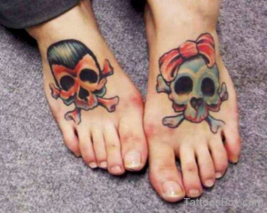 Skull Tattoo On Foot-TB1234