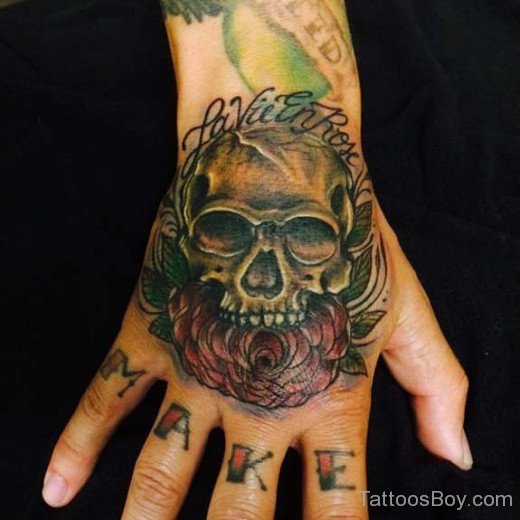 Skull Tattoo On Hand-TB167