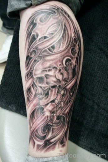 Skull Tattoo On Leg-TB1237