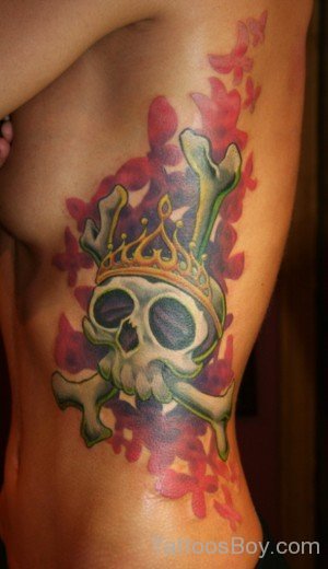 Skull Tattoo On Rib-TB1088