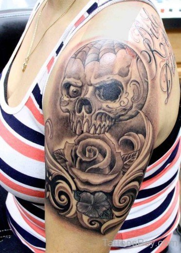 Skull Tattoo On Shoulder-Tb1133