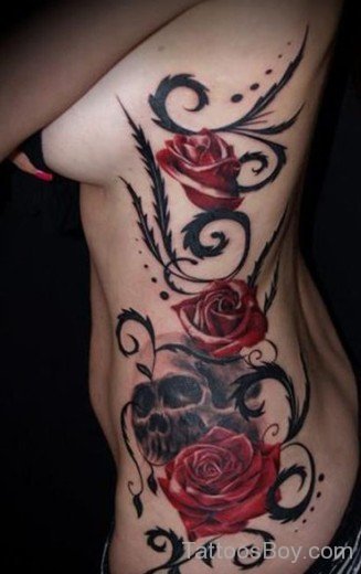 Skull and Rose Tattoo 