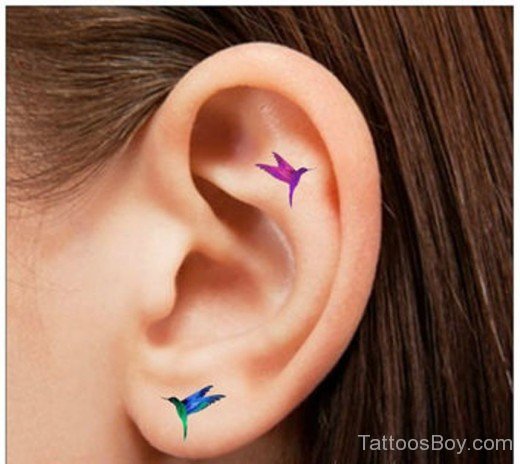 Small Bird Tattoo On Ear-TB1145