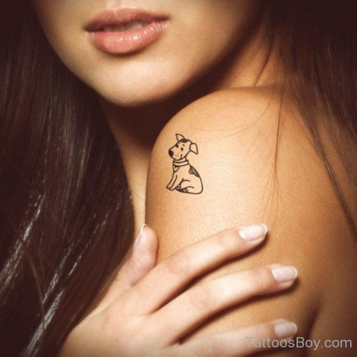 Small Dog Tattoo On Shoulder-TB1109