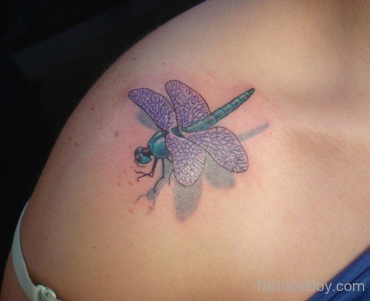 Small Dragonfly Tattoo On Shoulder-Tb1287