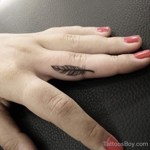 Small Feather Tattoo On Finger-AWl1085