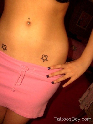 Small Heartagram Tattoo on Waist-TB1089