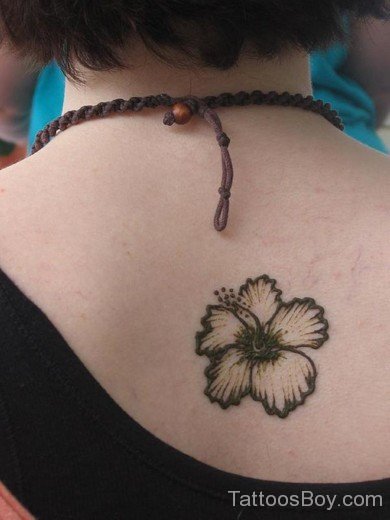 Small Hibiscus Tattoo On Back-TB12140