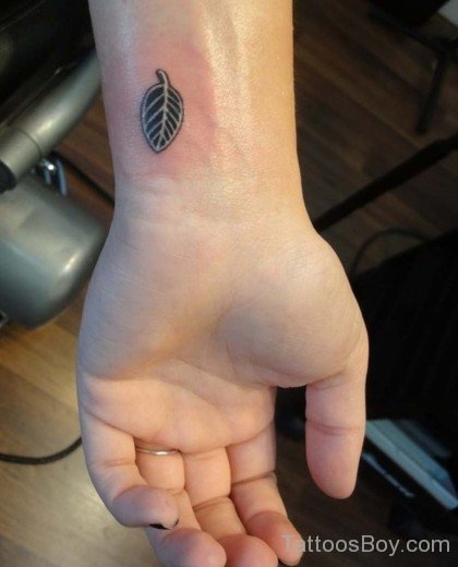 Small Leaf Tattoo On Wrist-Tb191