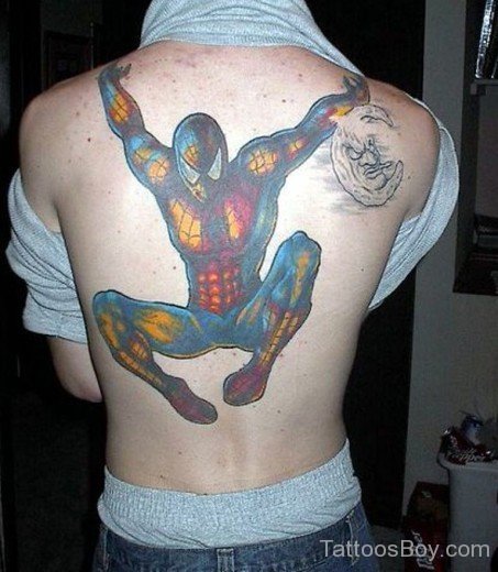 Spider Man Tattoo On BAck-Tb1136