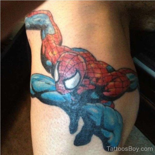 Spiderman Tattoo On Bicep-Tb1138
