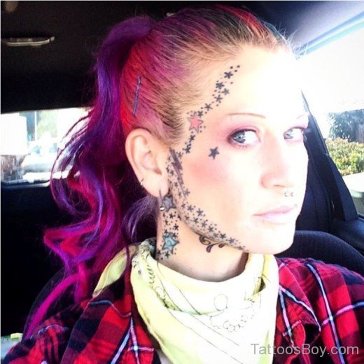 Star Tattoo On Face-Tb144