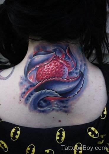 Strawberry Fruit Tattoo On Neck-TB133