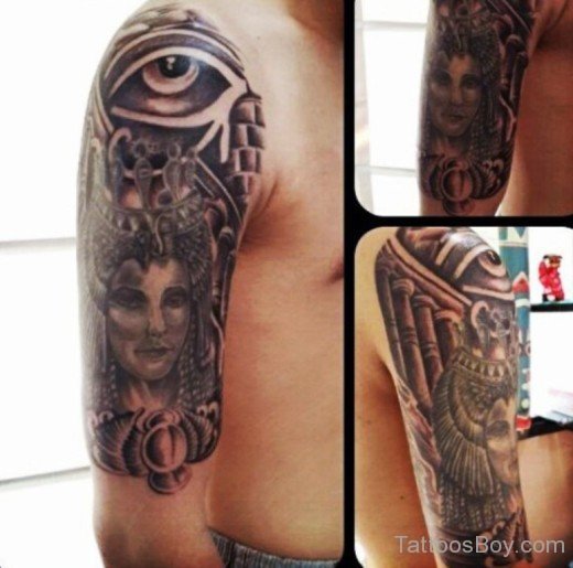 Stylish  Egyptian Tattoo On Half Sleeve-TB184