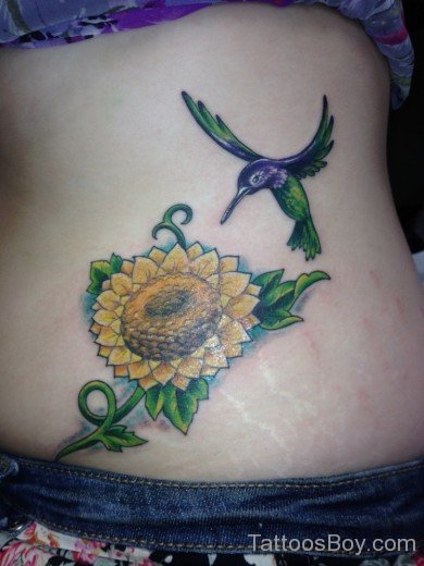 Sunflower And Hummingbird Tattoo-TB1150