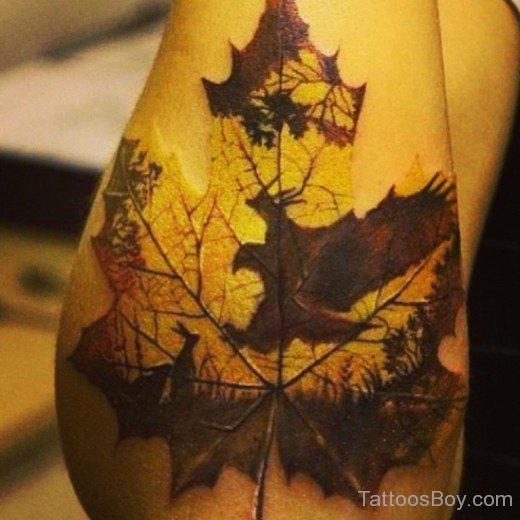 Terrific Leaf Tattoo On Arm-Tb193
