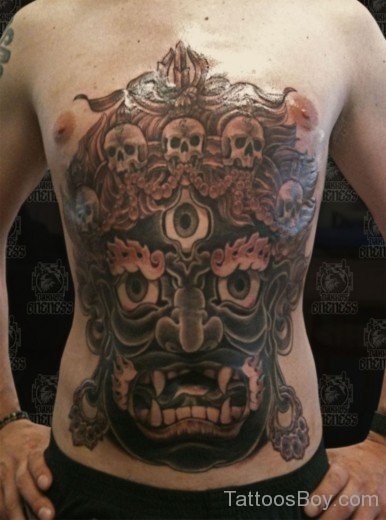 Tibetan Mahakala  Tattoo On  Stomach-TB126