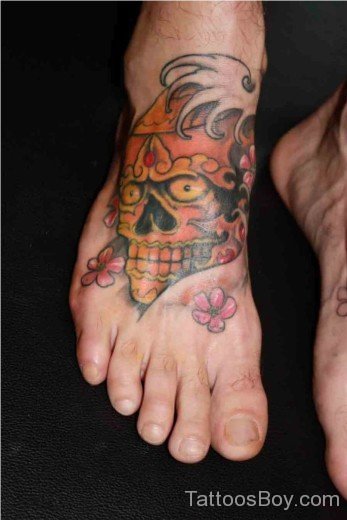 Tibetan Skull & Cherry Blossom Tattoo-TB128