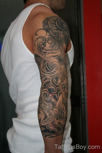 Tibetan Tattoo On Half Sleeve 