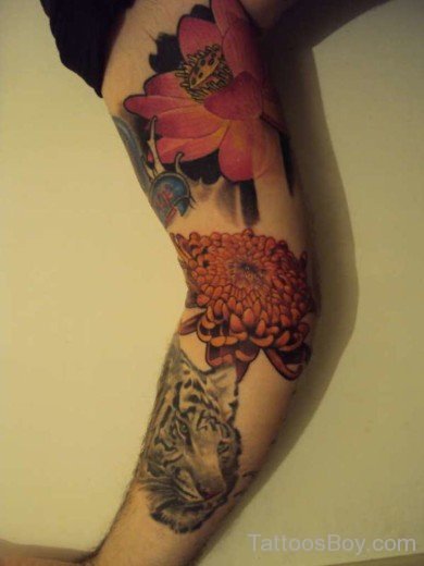 Tiger And Lotus Tattoo-TB1114