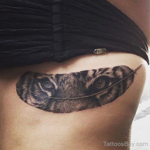 Tiger Eyes And Feather Tattoo-TB1093