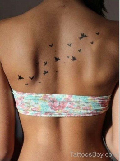 Tiny Birds Tattoo On Back-TB1093