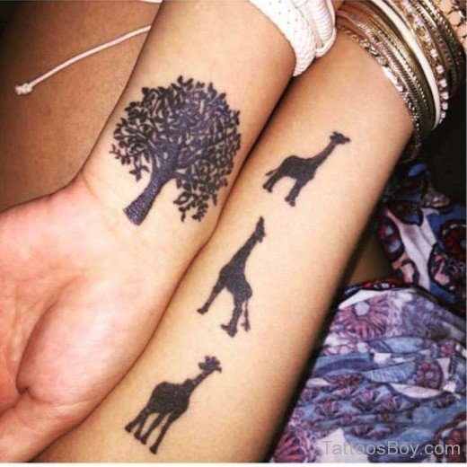 Tree And Camel Tattoo Wrist-TB0132