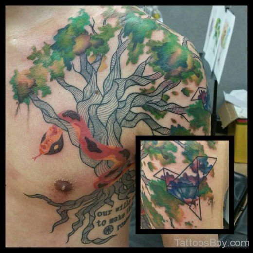 Tree Tattoo Design On Chest-TB12111
