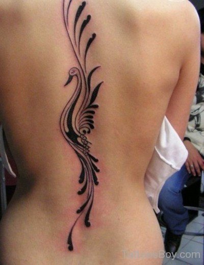 Tribal Bird Tattoo On Back-TB1094