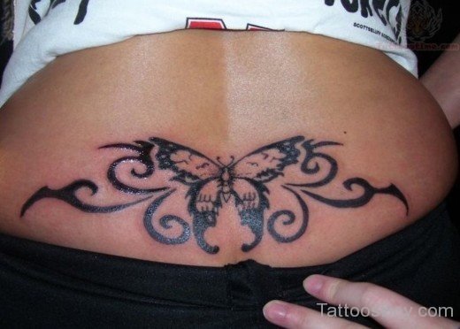 Tribal Butterfly Tattoo On Lower Back-TB183
