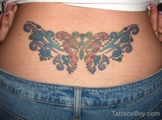 Tribal Butterfly Tattoo On Lower back-TB1101