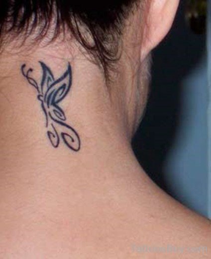 Tribal Butterfly Tattoo On Nape-TB1095