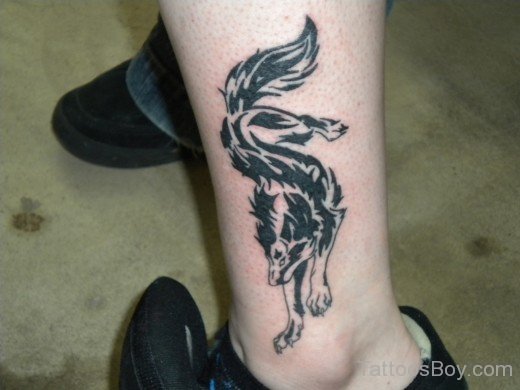 Tribal Dog Tattoo On Ankle-TB1111